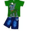 Conjunto Camiseta Patrulha Canina E Bermuda Jeans Infantil