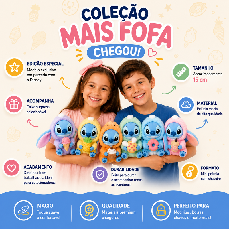 Boneco Stitch Pelúcia Caixa Surpresa