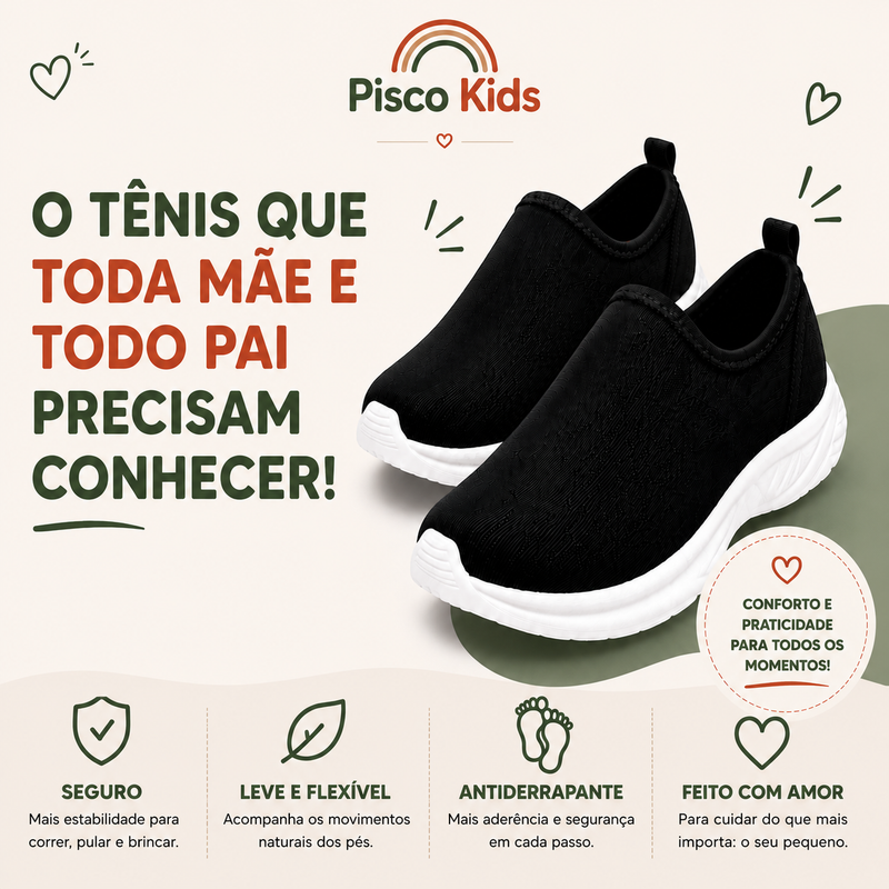 Tênis Calce Fácil Antiderrapante e Confortável