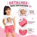 Conjunto Infantil Capibara Feminino 100% Algodão – Leve e Confortável