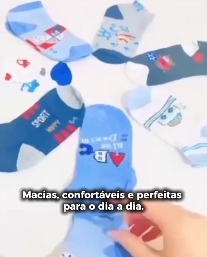 Kit 12 ou 6 Pares Meia Infantil Cano Longo Feminina Sortida