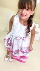 Vestido Infantil Floral  Rodado floral e cores lisas casual festa lançamento dia a dia 04 a 10 anos