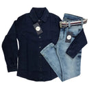 Conjunto Juvenil Jeans Menino Calça jeans + Camisa Jeans