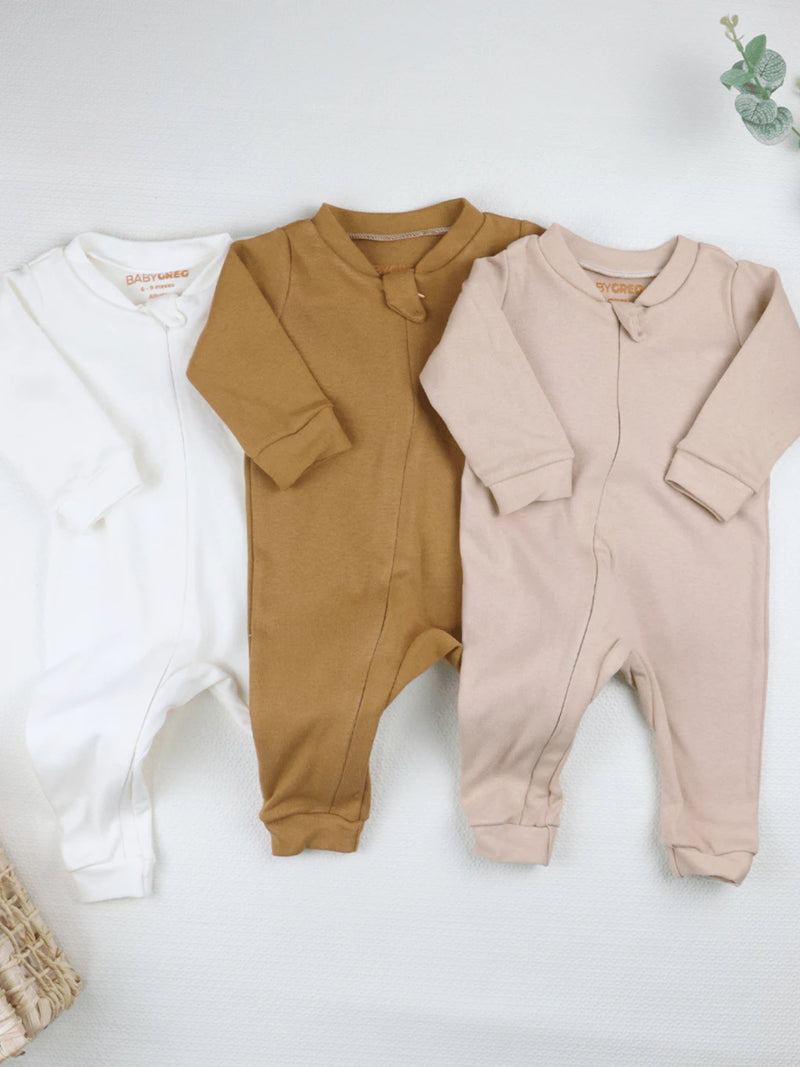 Kit 3 Macacão de Bebe Minimalista com Ziper