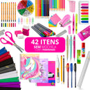 Kit Material Escolar Feminino Completo Mochila Feminina Escolar Material Estojo Escolar Menina Rosa