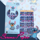 . LÁPIS DE COR STITCH / 12 CORES / PAPELARIA FOFA KAWAII / MATERIAL ESCOLAR