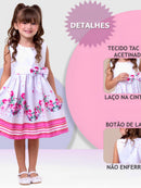 Vestido Infantil Floral  Rodado floral e cores lisas casual festa lançamento dia a dia 04 a 10 anos