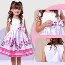 Vestido Infantil Floral  Rodado floral e cores lisas casual festa lançamento dia a dia 04 a 10 anos