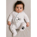 Macacão branco bebê algodão patinhas unissex Bear