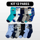Kit 12 Pares de Meias Infantil Estampadinha Menino a PRONTA ENTREGA