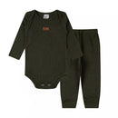 Conjunto Canelado Algodão  Body Bebê Manga Longa e  Calça Unissex