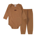 Conjunto Canelado Algodão  Body Bebê Manga Longa e  Calça Unissex