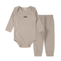 Conjunto Canelado Algodão  Body Bebê Manga Longa e  Calça Unissex