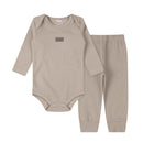 Conjunto Canelado Algodão  Body Bebê Manga Longa e  Calça Unissex