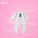 3 Macacões Vira Pé com Zíper Menina 100% Algodão