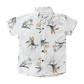 Camisa Social Masculino Infantil Estampada Floral Com Manga Curta