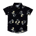 Camisa Social Masculino Infantil Estampada Floral Com Manga Curta