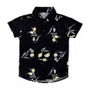 Camisa Social Masculino Infantil Estampada Floral Com Manga Curta