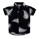 Camisa Social Masculino Infantil Estampada Floral Com Manga Curta