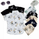 Camisa Social Masculino Infantil Estampada Floral Com Manga Curta