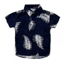 Camisa Social Masculino Infantil Estampada Floral Com Manga Curta