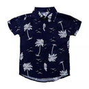 Camisa Social Masculino Infantil Estampada Floral Com Manga Curta