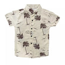 Camisa Social Masculino Infantil Estampada Floral Com Manga Curta