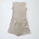 Conjunto Feminino Infantil com Regata e Short com Pérolas  em Tecido Canelado