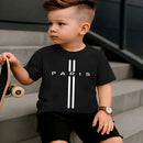 Camiseta Infantil Menino Estampada Algodão  Manga Curta Camisa Paris