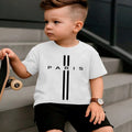 Camiseta Infantil Menino Estampada Algodão  Manga Curta Camisa Paris