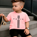 Camiseta Infantil Menino Estampada Algodão  Manga Curta Camisa Paris