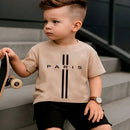 Camiseta Infantil Menino Estampada Algodão  Manga Curta Camisa Paris