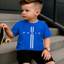 Camiseta Infantil Menino Estampada Algodão  Manga Curta Camisa Paris