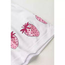 Conjunto Infantil Blusa Meia Malha com Estampa de Morangos e Shorts Moletinho