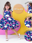 Vestido Infantil Floral  Rodado floral e cores lisas casual festa lançamento dia a dia 04 a 10 anos