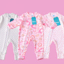 3 Macacões Vira Pé com Zíper Menina 100% Algodão