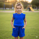 Conjunto Feminino Infantil com Regata e Short com Pérolas  em Tecido Canelado