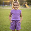 Conjunto Feminino Infantil com Regata e Short com Pérolas  em Tecido Canelado