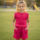 Conjunto Feminino Infantil com Regata e Short com Pérolas  em Tecido Canelado