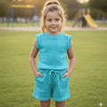Conjunto Feminino Infantil com Regata e Short com Pérolas  em Tecido Canelado