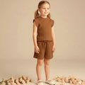 Conjunto Feminino Infantil com Regata e Short com Pérolas  em Tecido Canelado