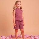 Conjunto Feminino Infantil com Regata e Short com Pérolas  em Tecido Canelado