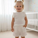 Conjunto Feminino Infantil com Regata e Short com Pérolas  em Tecido Canelado