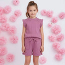 Conjunto Feminino Infantil com Regata e Short com Pérolas  em Tecido Canelado