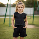 Conjunto Feminino Infantil com Regata e Short com Pérolas  em Tecido Canelado