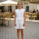 Conjunto Feminino Infantil com Regata e Short com Pérolas  em Tecido Canelado