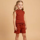 Conjunto Feminino Infantil com Regata e Short com Pérolas  em Tecido Canelado