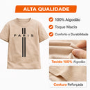 Camiseta Infantil Menino Estampada Algodão  Manga Curta Camisa Paris