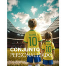 Conjunto Juvenil Infantil Unissex Camiseta e Shorts Brasil Personalizado