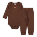 Conjunto Canelado Algodão  Body Bebê Manga Longa e  Calça Unissex